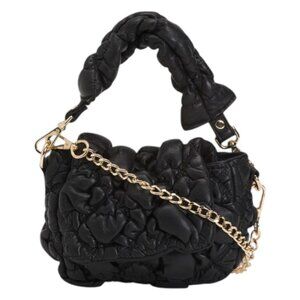 LA VIA Made In Italy Leather Puffed Crossbody With Chain Detail